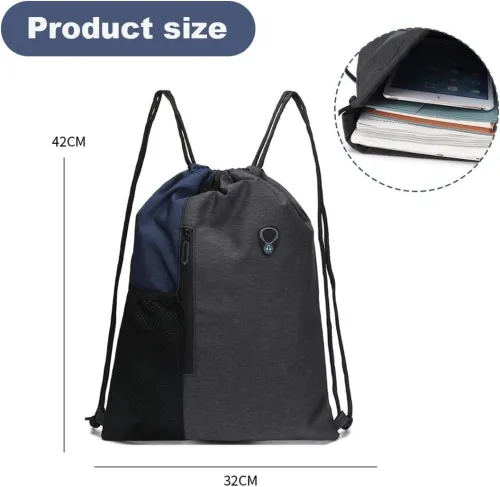 Sac à Dos De Sport Avec Cordon De Serrage  Avec Poche Pour Bouteille D'Eau