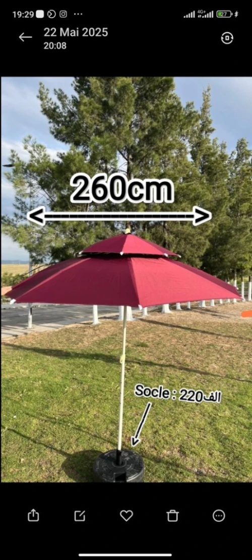 Parasol double disponible en grox 0542807531