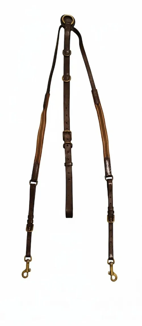  Martingale / Collier de Poitrail en Cuir & Laiton Massif