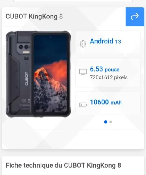 Téléphone cubo King gong 8 Cebu king Cong 8 10600 batterie