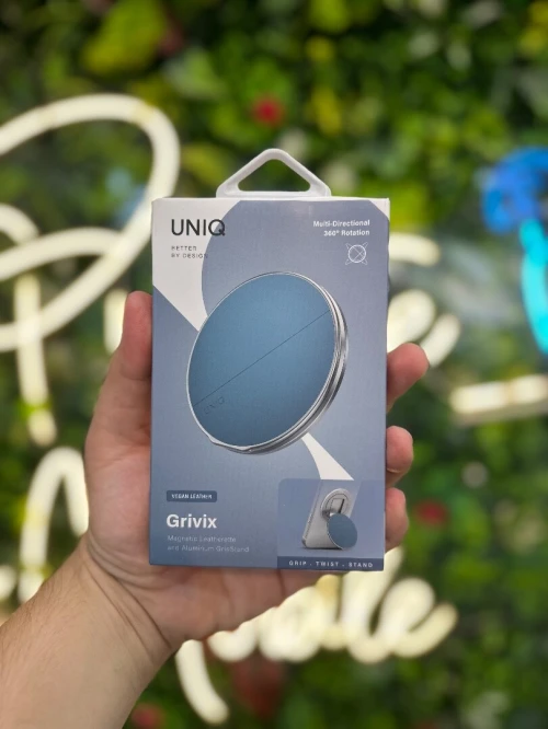 UNIQ GRIVIX GRIP STAND - SUPPORT MAGNÉTIQUE ROTATIF EN CUIR & ALUMINIUM