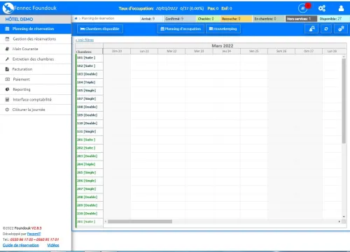 Logiciel pour les hôtels (Fennec PMS)