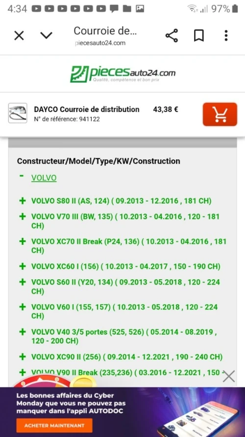 Kit chaine volvo