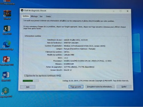 DELL LATITUDE 5580 / I5 7 EME / 8G / 256 SSD /15.6 FHD