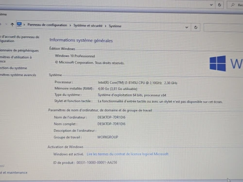 HP PROBOOK 650 G4 /I3 8EME /4G /128 SSD /15.6 +GRAVEUR DVD