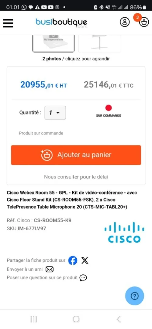 Cisco conferance ecran 55