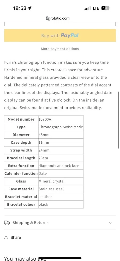 Chrono Diamond 10700B Furia Noire IP