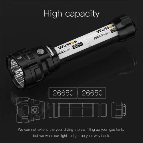 Lampe Torche Wurkkos DL70 - 13000 Lumen Chasse Sous Marine Plongée (Rechargeable)