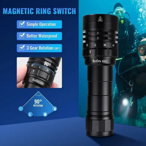 Lampe Torche SOFIRN SD05 - 3000 Lumen Chasse Sous Marine Plongée (Rechargeable)
