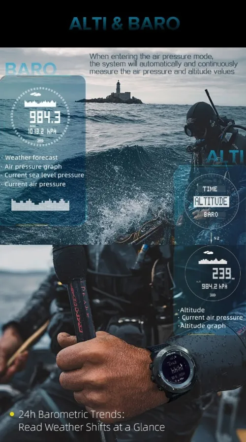 North Edge APACHE-D Men's Digital Dive Watch | Altimeter, Barometer & Compass