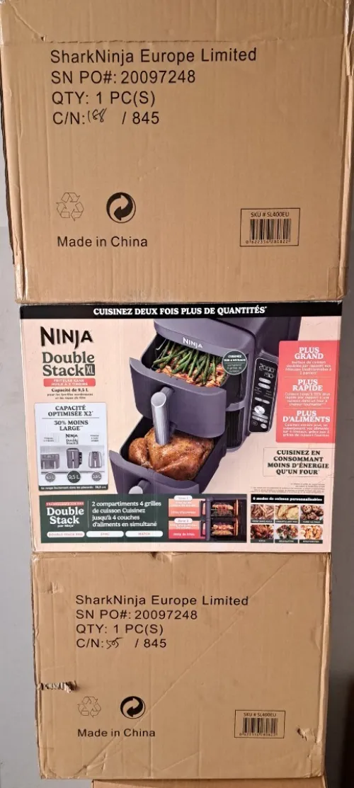 FRITEUSE NINJA AIR FRYER DOUBLE STACK XL 9.5L 6 PROGRAMME 2470WATT SL400EU