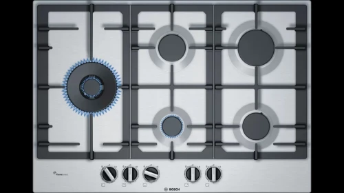 PLAQUE DE CUISSON BOSCH 5 FEUX INOX 75CM SÉRIE 6 FLAME SELECT