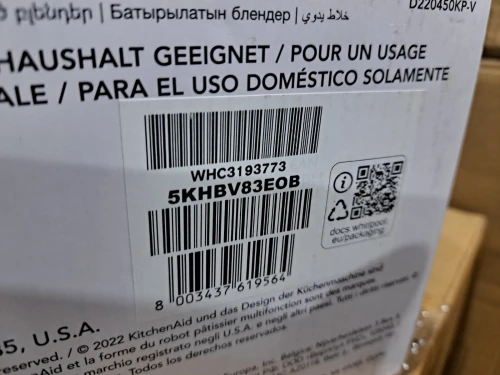 KIT MIXEUR INOX  KITCHENAID AVEC ACCESSOIRE 5KHBV83