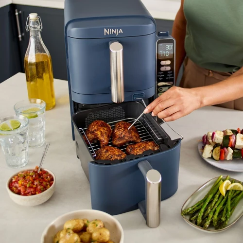 FRITEUSE NINJA AIR FRYER 9.5L XL  DOUBLE STACK BLEU NUIT THERMOSONDE EDITION LIMITED SL451EUCYD
