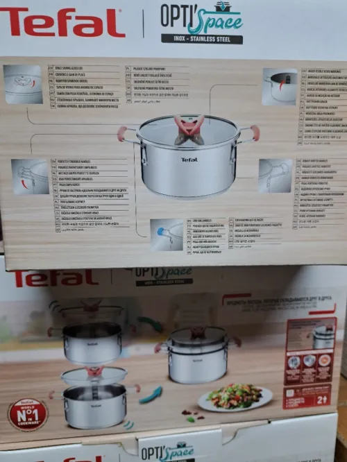 KIT TEFAL OPTI SPACE INOX TOUS FEUX INDUCTION 2.1L 18CM 3L 20CM