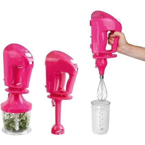 Set Mixeur Batteur Hachoir 200 Watts - 3 En 1 - Rose