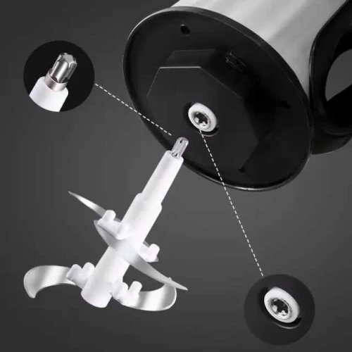 Hachoir En Inox 4 Lames Antidérapante Avec 3 Vitesses 2L- Gris