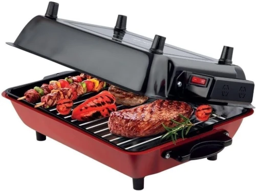 Barbecue Au Charbon De Bois Rectangle Portable D'Extérieur- Rouge/Noir