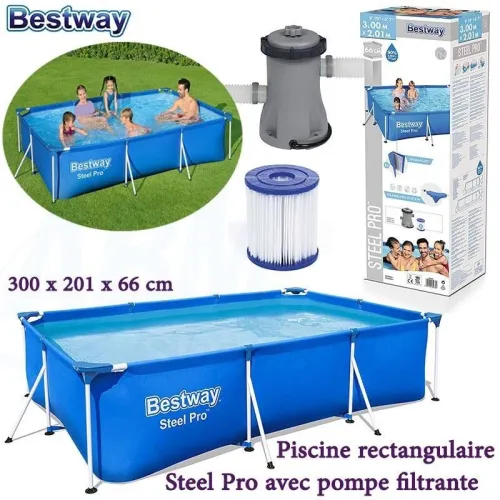 Piscine Bestway tubulaire rectangulaire 