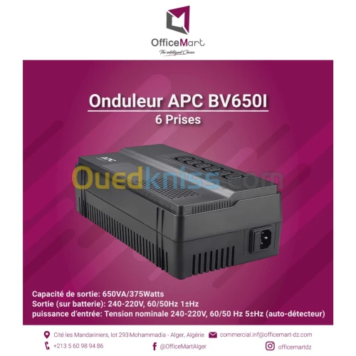 ONDULEUR APC 6 SORTIES 650VA BV650I