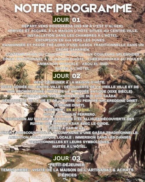 BOUSSAÂDA - Spécial Janvier 2026- voyage organise