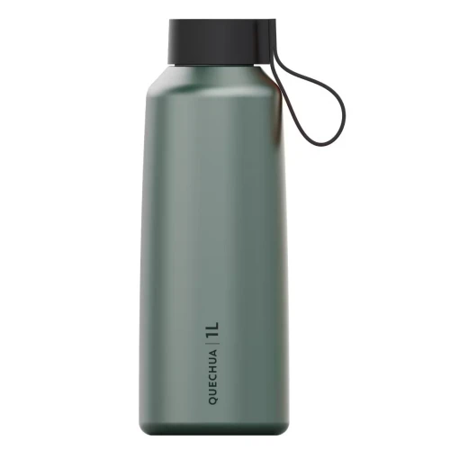 Gourde 100 inox 1l avec bouchon à vis pour la randonnée - Vert