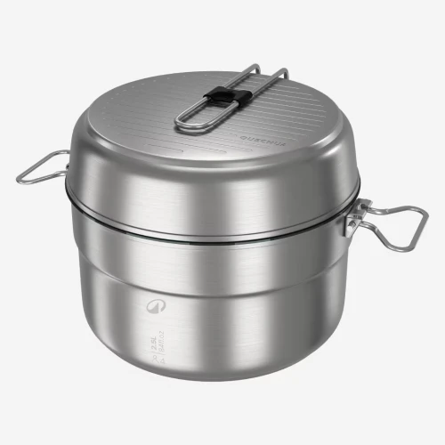 Popote 500 de camping en acier inox + anti-adhésif - 4 personnes - 25 éléments