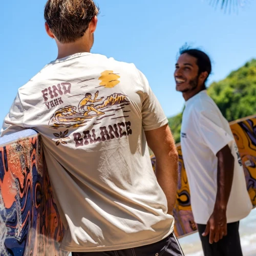 Tee shirt anti uv surf manches courtes ample homme, Print Beige