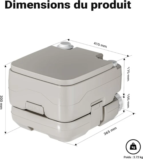 TOILETTE PORTABLE POUR LE CAMPING 10 Litres