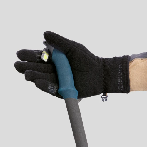 GANTS POLAIRE RECYCLÉS DE TREKKING MONTAGNE - MT100 NOIR - ADULTE