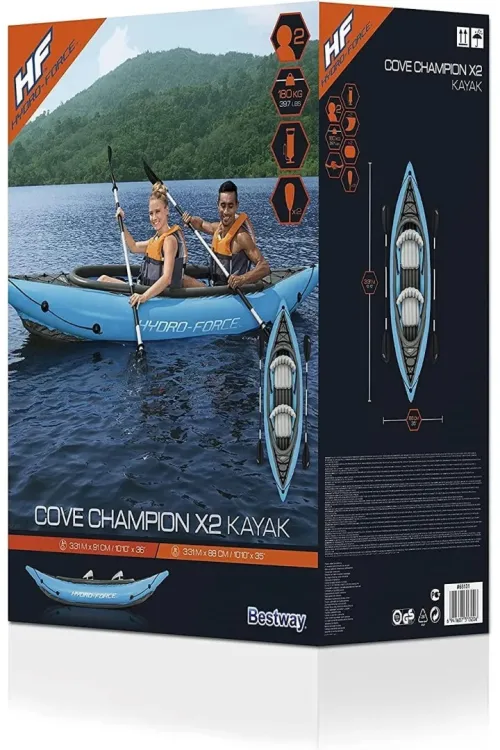 Kayak Gonflable 2 Personnes Avec 2 Pagaies Avec Pompe À Air Hydro-Force