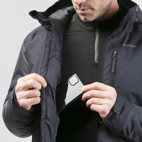 Veste de randonnée -10 imperméable homme, NH500 noir