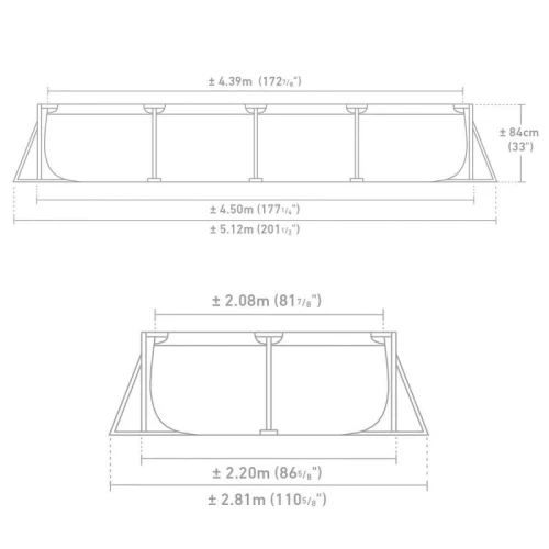 Piscine Metal Frame Junior rectangulaire 4,50 x 2,20 x 0,84 m