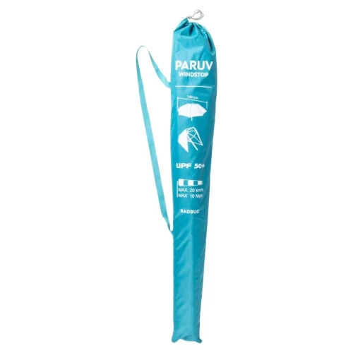 Parasol de plage PARUV Windstop bleu turquoise orange UPF50+ 2 places