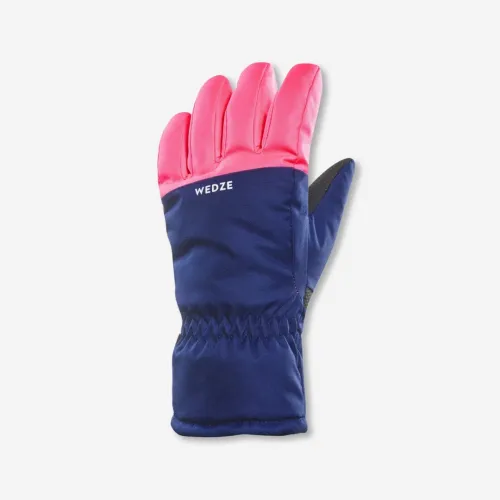 GANTS DE SKI CHAUDS ET IMPERMÉABLES ENFANT - 100 BLEU ET ROSE FLUO