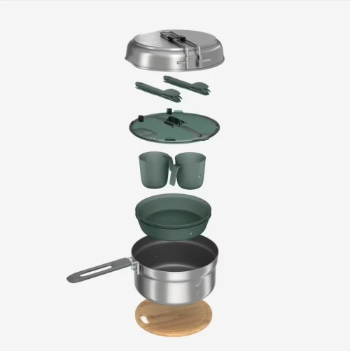 POPOTE CAMP DU RANDONNEUR MH500 INOX + REVÊTEMENT ANTI-ADHÉSIF 2 PERSONNES 2,1L QUECHUA