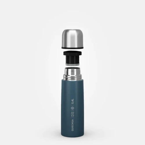 Bouteille isotherme inox 0,4L avec gobelet pour la randonnée - bleu