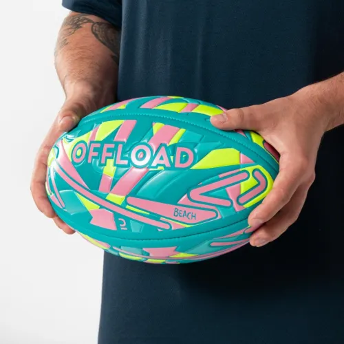 Ballon de beach rugby taille 4 - R100 City bleu jaune fuchsia