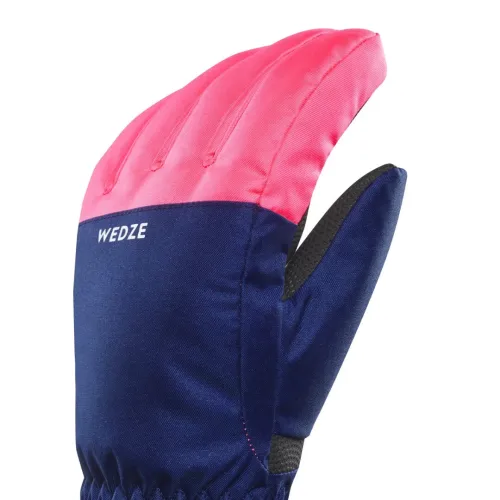 GANTS DE SKI CHAUDS ET IMPERMÉABLES ENFANT - 100 BLEU ET ROSE FLUO