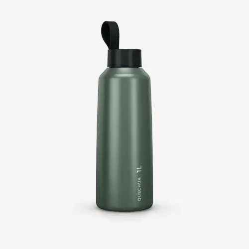 Gourde 100 inox 1l avec bouchon à vis pour la randonnée - Vert