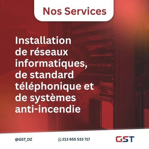 Service d'Installation de réseaux informatiques,standards téléphoniques et systèmes anti-incendie