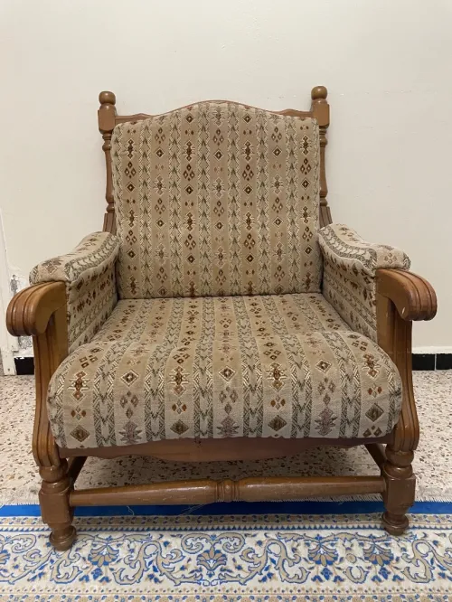 Salon fauteuil en bois hetre 5 place etat 10/10