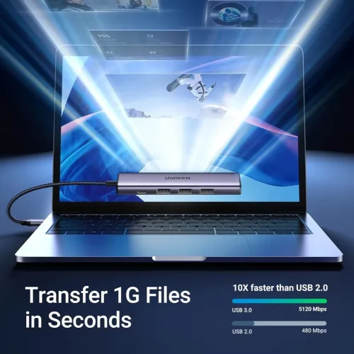 UGREEN USB 3.0 TO 4*USB 3.0 HUB + TYPE-C 5V EXTERNAL POWER CM473