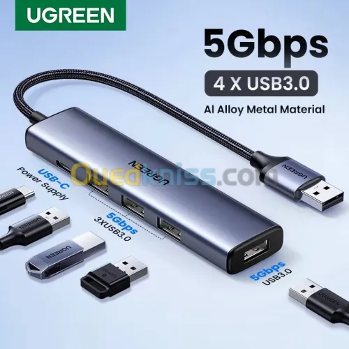 UGREEN USB 3.0 TO 4*USB 3.0 HUB + TYPE-C 5V EXTERNAL POWER CM473