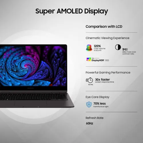 LAPTOP SAMSUNG GALAXYBOOK 2 PRO I5-1240P/8GBDDR5/SSD NVME256GB/ECRAN 13.3 FHD AMOLED