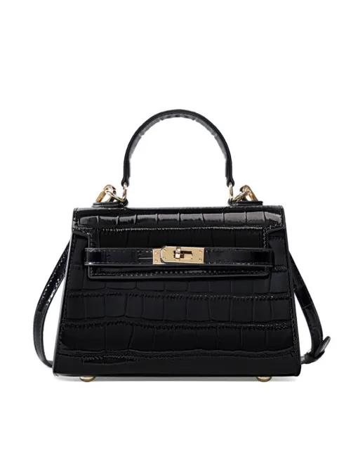 Nouveau modèle printemps-été 2026 sac en cuir véritable pour femme bandoulière luxe discret effet crocodile sac Kelly petit format cuir de vache