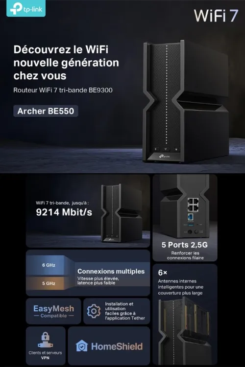 TP-Link Archer Routeur WiFi 7 BE9300 Tri-Bande