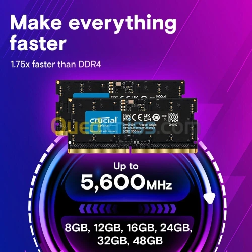 CRUCIAL 32GB ( 16GB x 2 ) 5600MHz DDR5 Laptop RAM