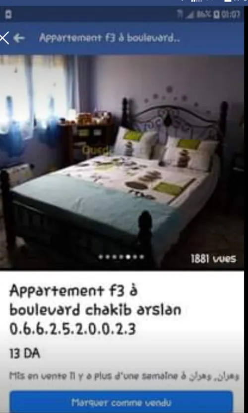 Vente Appartement F3 Oran Oran