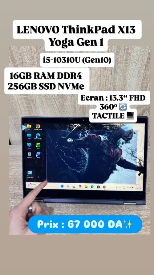 LAPTOP LENOVO ThinkPad X13 YOGA GEN 1 | i5-10310U | 16GB RAM DDR4 | 256GB SSD NVMe | 360 TACTILE